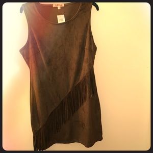 Olive Green Fringe Dress